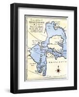 Early Map of Hudson's Strait and Hudson's Bay, 1662, in Arctic Canada-null-Framed Premium Giclee Print