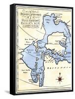 Early Map of Hudson's Strait and Hudson's Bay, 1662, in Arctic Canada-null-Framed Stretched Canvas