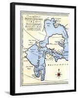 Early Map of Hudson's Strait and Hudson's Bay, 1662, in Arctic Canada-null-Framed Giclee Print