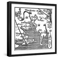 Early Map of Massachusetts Bay, USA-null-Framed Giclee Print