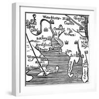 Early Map of Massachusetts Bay, USA-null-Framed Giclee Print