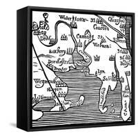 Early Map of Massachusetts Bay, USA-null-Framed Stretched Canvas