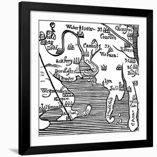 Early Map of Massachusetts Bay, USA-null-Framed Giclee Print