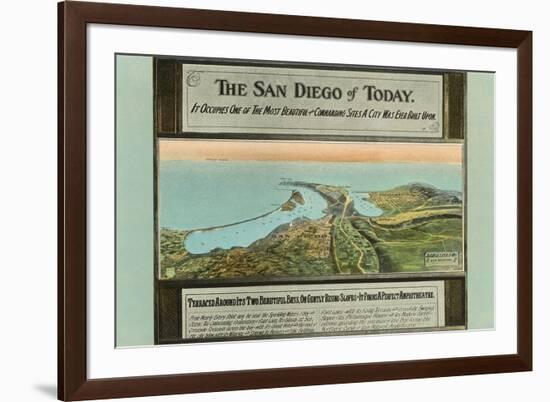 Early Map of San Diego, California-null-Framed Premium Giclee Print