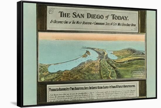 Early Map of San Diego, California-null-Framed Stretched Canvas