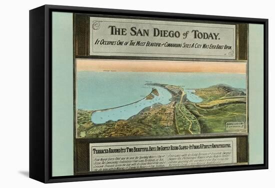 Early Map of San Diego, California-null-Framed Stretched Canvas