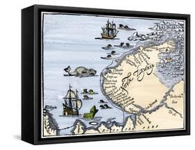 Early Map Showing Nova Zembla Off the Arctic Coast of Russia, Probably 1600-null-Framed Stretched Canvas
