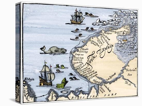 Early Map Showing Nova Zembla Off the Arctic Coast of Russia, Probably 1600-null-Stretched Canvas