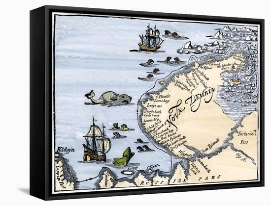 Early Map Showing Nova Zembla Off the Arctic Coast of Russia, Probably 1600-null-Framed Stretched Canvas