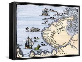 Early Map Showing Nova Zembla Off the Arctic Coast of Russia, Probably 1600-null-Framed Stretched Canvas