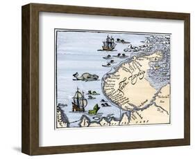 Early Map Showing Nova Zembla Off the Arctic Coast of Russia, Probably 1600-null-Framed Giclee Print