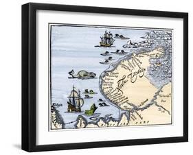 Early Map Showing Nova Zembla Off the Arctic Coast of Russia, Probably 1600-null-Framed Giclee Print