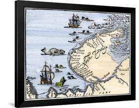 Early Map Showing Nova Zembla Off the Arctic Coast of Russia, Probably 1600-null-Framed Giclee Print