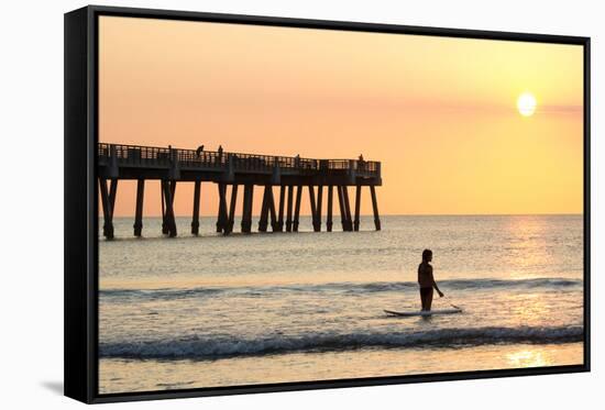 Early Morning at the Pier in Jacksonville Beach, Florida.-RobWilson-Framed Stretched Canvas