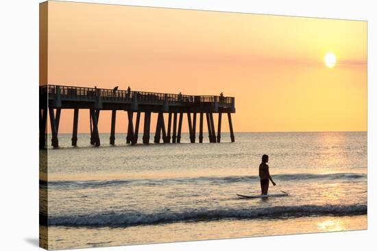 Early Morning at the Pier in Jacksonville Beach, Florida.-RobWilson-Stretched Canvas