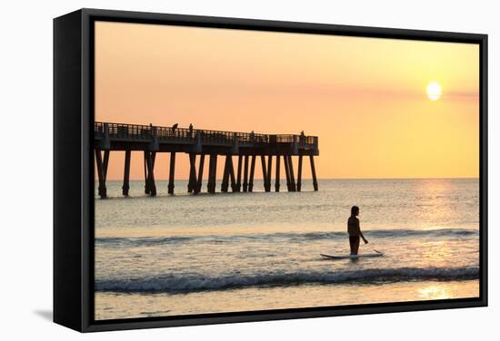 Early Morning at the Pier in Jacksonville Beach, Florida.-RobWilson-Framed Stretched Canvas