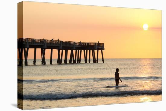 Early Morning at the Pier in Jacksonville Beach, Florida.-RobWilson-Stretched Canvas