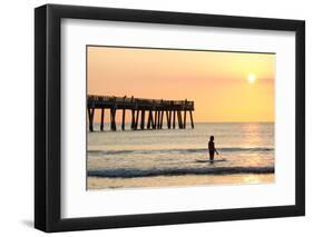 Early Morning at the Pier in Jacksonville Beach, Florida.-RobWilson-Framed Photographic Print