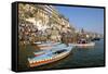 Early Morning Bathing in the Holy River Ganges Along Dasaswamedh Ghat, Uttar Pradesh State, India-Gavin Hellier-Framed Stretched Canvas