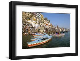 Early Morning Bathing in the Holy River Ganges Along Dasaswamedh Ghat, Uttar Pradesh State, India-Gavin Hellier-Framed Photographic Print