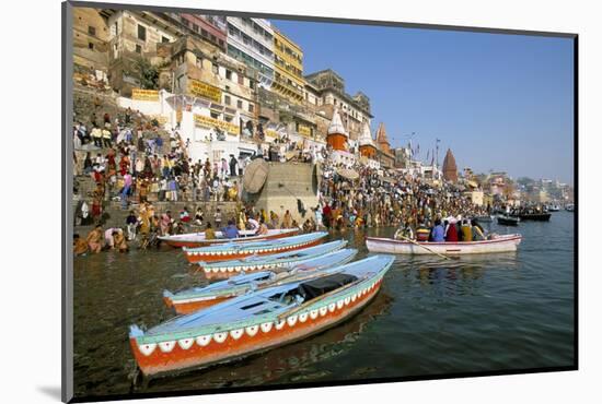 Early Morning Bathing in the Holy River Ganges Along Dasaswamedh Ghat, Uttar Pradesh State, India-Gavin Hellier-Mounted Photographic Print