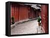 Early Morning Cobbled Street, Lijiang Old Town, UNESCO World Heritage Site, Yunnan, China-Porteous Rod-Framed Stretched Canvas