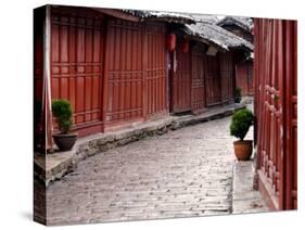 Early Morning Cobbled Street, Lijiang Old Town, UNESCO World Heritage Site, Yunnan, China-Porteous Rod-Stretched Canvas