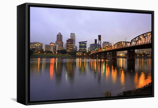Early Morning down Town Portland and Willamette River, Portland Oregon.-Craig Tuttle-Framed Stretched Canvas