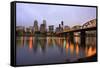 Early Morning down Town Portland and Willamette River, Portland Oregon.-Craig Tuttle-Framed Stretched Canvas