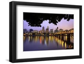 Early Morning down Town Portland and Willamette River, Portland Oregon.-Craig Tuttle-Framed Photographic Print