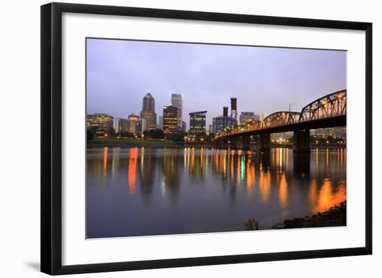 Early Morning down Town Portland and Willamette River, Portland Oregon.-Craig Tuttle-Framed Photographic Print