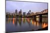 Early Morning down Town Portland and Willamette River, Portland Oregon.-Craig Tuttle-Mounted Photographic Print