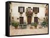 Early Morning Exterior of a Restaurant, Pienza, Italy-Dennis Flaherty-Framed Stretched Canvas