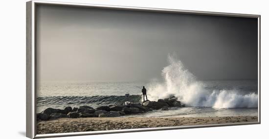 Early Morning Fisherman on Will Rogers Beach-Mark Chivers-Framed Photographic Print