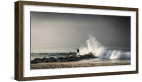 Early Morning Fisherman on Will Rogers Beach-Mark Chivers-Framed Photographic Print