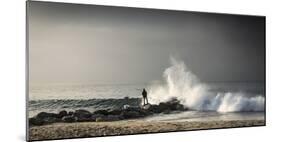 Early Morning Fisherman on Will Rogers Beach-Mark Chivers-Mounted Photographic Print