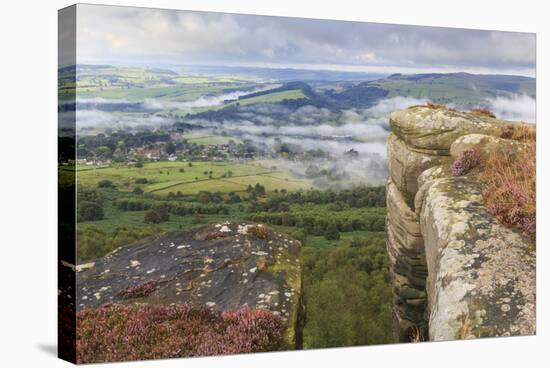 Early Morning Fog around Curbar Village, from Curbar Edge, Peak District National Park-Eleanor Scriven-Stretched Canvas