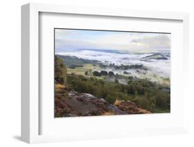 Early Morning Fog around Curbar Village, from Curbar Edge, Peak District National Park-Eleanor Scriven-Framed Photographic Print