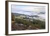 Early Morning Fog around Curbar Village, from Curbar Edge, Peak District National Park-Eleanor Scriven-Framed Photographic Print