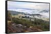 Early Morning Fog around Curbar Village, from Curbar Edge, Peak District National Park-Eleanor Scriven-Framed Stretched Canvas