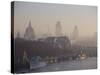 Early Morning Fog Hangs over St. Paul's and the City of London Skyline, London, England, UK-Amanda Hall-Stretched Canvas
