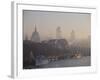 Early Morning Fog Hangs over St. Paul's and the City of London Skyline, London, England, UK-Amanda Hall-Framed Photographic Print