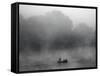 Early Morning Fog Rises off the Susquehanna River as a Lone Fisherman Waits for a Bite-null-Framed Stretched Canvas