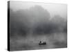 Early Morning Fog Rises off the Susquehanna River as a Lone Fisherman Waits for a Bite-null-Stretched Canvas