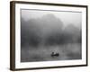 Early Morning Fog Rises off the Susquehanna River as a Lone Fisherman Waits for a Bite-null-Framed Photographic Print