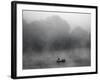 Early Morning Fog Rises off the Susquehanna River as a Lone Fisherman Waits for a Bite-null-Framed Photographic Print