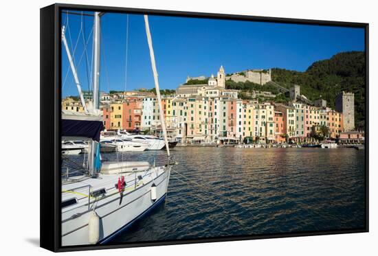 Early Morning, Harbour and Town, Porto Venere, Cinque Terreliguria, Italy, Europe-Peter Groenendijk-Framed Stretched Canvas