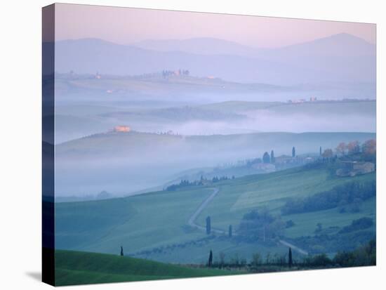 Early Morning Landscape Near Pienza, Siena, Tuscany, Italy-Bruno Morandi-Stretched Canvas