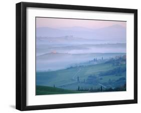 Early Morning Landscape Near Pienza, Siena, Tuscany, Italy-Bruno Morandi-Framed Photographic Print