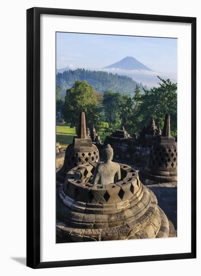 Early Morning Light at the Stupas of the Temple Complex of Borobodur, Java, Indonesia-Michael Runkel-Framed Photographic Print